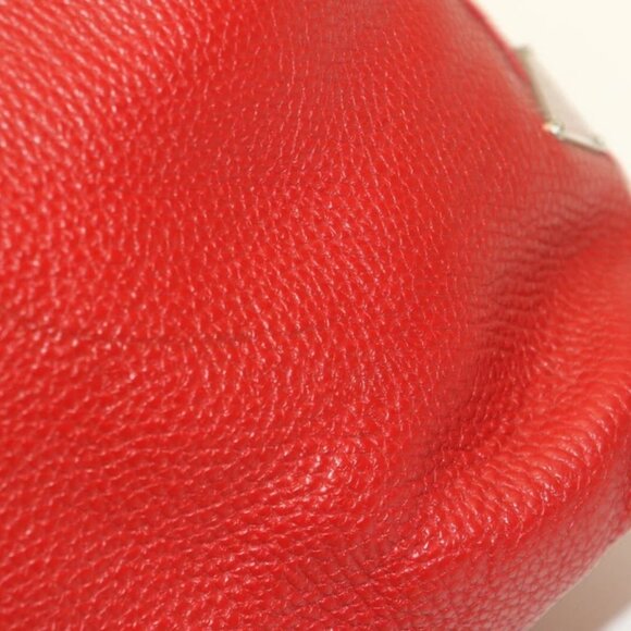 Prada Vitello Daino Leather Double Handle Tote Bag Satchel - Red - Picture 13 of 16